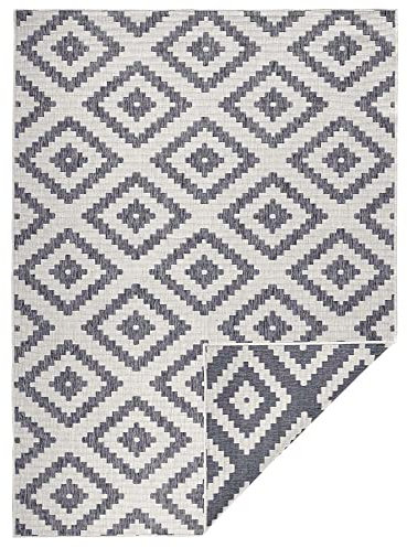 Teppich Boss - Wendeteppich Malta Grau Creme Indoor & Outdoor, Größe:80x250 cm