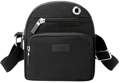 FAVORTALK Umhängetasche Damen Mittelgroß Damen Handytasche zum Umhängen Kleiner Crossbody Bag mit Reißverschluss Schultertasche mit Verstellbarer Riemen Schwarz - DJB00705