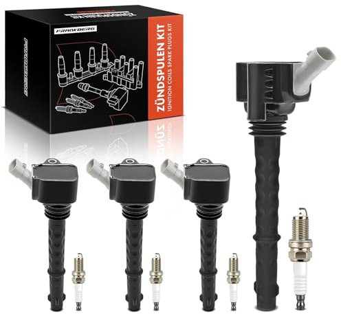 Frankberg 4x Zündspule + 4x Zündkerze 3-Polig Kompatibel mit Punto 199 1.4L Benzin 2008-2017 Giulietta 940 1.4L Benzin 2010-2018 Bravo II 198 1.4L Benzin 2008-2014 Replace# 55229959