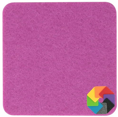 Design Filz Untersetzer eckig - 10x10cm in violett für Glas, Getränke, Bar, Tasse, Vase