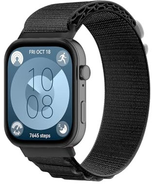 SMYAOSI Nylon Bracelet Compatible avec Huawei Watch Fit3, Boucle en alliage de zinc Réglable Sport Bracelet, Tressé Bracelets pour Huawei Watch Fit 3 Smart Watch Strap (Noir)