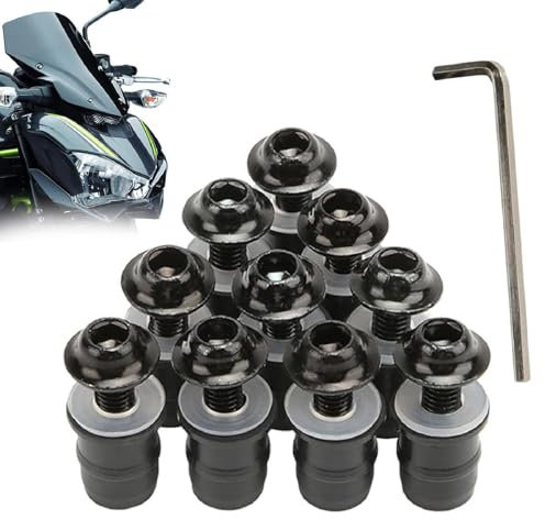 Motorrad Windschild Befestigung Schrauben,Motorrad Windschutzscheiben Bolzen,M5 Windschutzscheiben Schrauben 20PC Verkleidung Scheibe Bolzen mit Innensechskantschlüssel für Windschutzscheiben