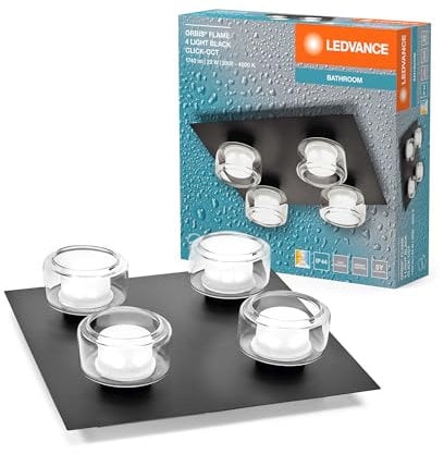LEDVANCE ORBIS Flame Wand- und Deckenleuchte mit LED, schwarz, 22W, 1400lm, 3000/4000K, Farbtemperatur über Wandschalter einstellbar (kaltweiß/warmweiß), IP44 Schutz vor Fremdkörpern und Spritzwasser