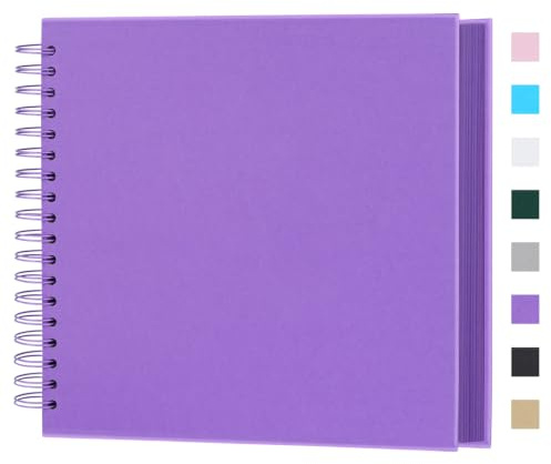 Miaikoe DIY Scrapbook Album 31.5x31.5 cm Hardcover Kraft Blank Paper Scrap Book with 40 Sheets Memory Book for Family Wedding Photography Anniversary (Purple)