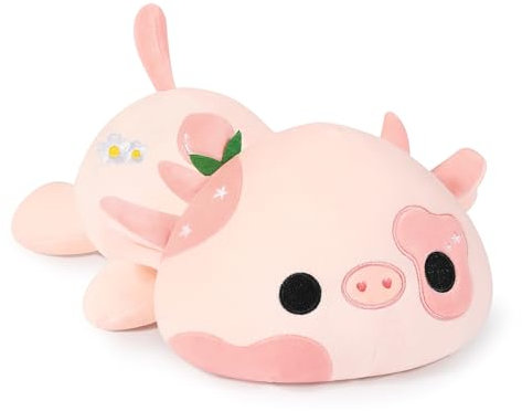 shownicer Plüschtier Kuh Kuscheltier Stofftier Kawaii Kuh Plüsch Kissen Spielzeug Milchkuh Plüsch Wurfkissen Geschenk für Kinder Mädchen 12+ Jahre (Hellrosa, 30cm)