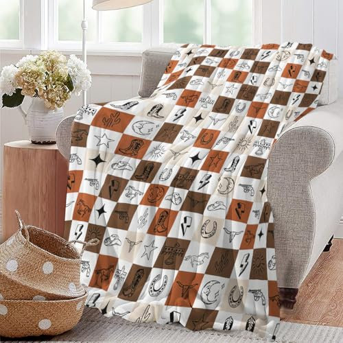 Decke mit Western-Cowboy-Druck, Bauernhaus, Bauernhof, West, Cowgirl, Pferd, Überwurf, Decken für Couch, Sofa, Bett, Dekoration, Geschenke, weiche, gemütliche Fleece-Plüsch-Flanell-Bettwäsche für