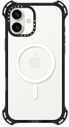 CASETiFY Bounce iPhone 16 Plus Case [Shockproof / 21.3ft. 6X Military Grade Drop Protection/Compatible with Magsafe] - Clear Black