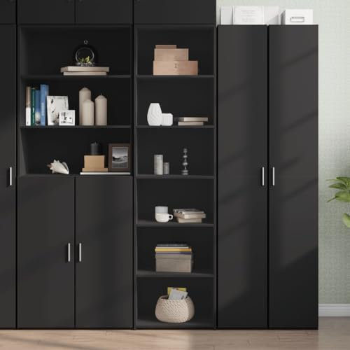 Somanki Highboard Schwarz 50x41x185 cm Holzwerkstoff, Kommode, Sideboard, Schuhkommode, Komodenschrank, Kleiderkommode, Küchenanrichte, Flurkommode, Esszimmerschrank - 3281681
