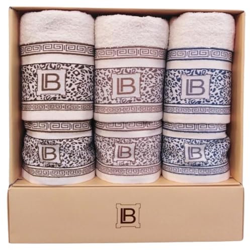 Laura Biagiotti, Felis 6-teiliges Bad-Set aus Frottee, 100 % Baumwolle, 3 Gesichtstücher + 3 Gästehandtücher in einer Box