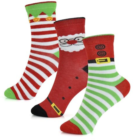 A2Z 4 Kids Pack Of 3 Kids Baby Girls Boys Christmas Pattern Novelty Family Socks Stylish Durable Cotton Rich Soft Comfortable Xmas Festive Socks