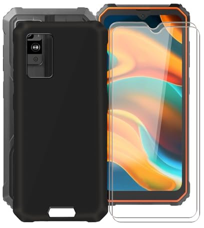 KJYFOANI Hülle für Blackview BV4800 Pro (6.56) und 2 Stück Gehärtetem Glasfolie, Schwarz Weich Silikon Case, Ultra Dünn Schutzhülle - Anti-Kratzer Handyhülle für Blackview BV4800 Pro - Schwarz