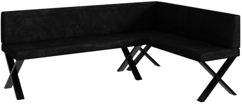MEBLINI Eckbank für Esszimmer - Küchenbank - Essecke - Sitzecke Küche - ERIC - X-Beine 142x196x87cm Rechts - Graphit Samt