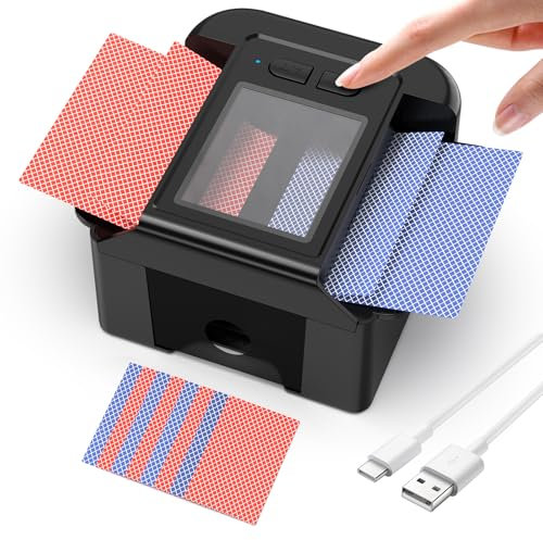 ShinePick Mélangeur de Cartes Automatique, Melangeur de Carte électronique Rechargeable USB, Automatique/Manuel 2 Modes, 1-2 Ponts, pour Jeu de Cartes/UNO/Poker/Texas Hold'em/Blackjack
