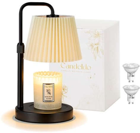 Candeldo Candle Warmer Lamp with Timer: Candle Warmers with 2 Bulbs Height Adjustable Candle Lamps Decor Home Bedroom House Warming Gift Mom Sister