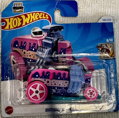 Hot Wheels Celebration Racers, HW Geburtstagsbrenner, Pink und Blaugrün, 8/10