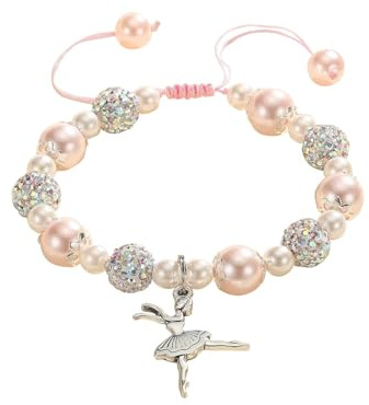 Armband Knüpfen Geschenke für Tanzabende für junge Mädchen, Tanzendes Mädchen, Tanzarmband für Tanzliebhaber, -Ballerina-Geschenk für Balletttänzer, Tanzschul-Wettbewerbsgeschenke für Ba (Pink, A)