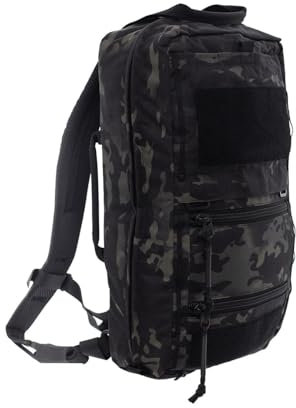 Tasmanian Tiger TT Survival Pack 16L Taktischer Flucht-Rucksack, Daypack, Wander-Rucksack mit Regen-Hülle und Organizer Pouches, Multicam Black