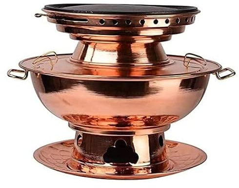 DONGGANSHI Pentola Cinese in Rame, 2 in 1 pentola Calda in Rame Antica di Pechino/teglia da Forno per friggere, pentola a Doppio Scopo per Cucinare, Riscaldamento a Carbone (pentola per zuppa