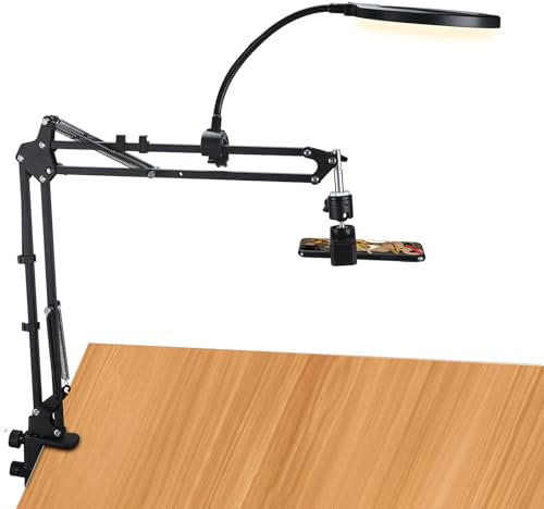 Handy Stativ mit Ringlicht, Handystativ, Phone Stand, Tischstativ, Streaming Zubehör - Flexibler Tisch Kamera Arm mit Licht, für YouTube Live Stream Videoaufzeichnung, Kompatibel mit iPhone, Logitech