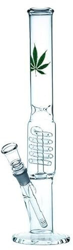Glas Zylinderbong mit Perkolator und Eiskerben Schliff NS19 Wasserpfeife