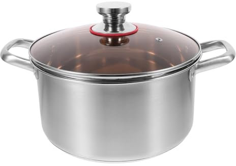 IMIKEYA Olla De Acero Inoxidable Tapa y Asas Duales Para Cocinar Sopas Guisos y Pasta Apta Para Inducción Utensilio De Cocina Duradero y Espacioso