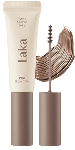 Laka Pixi Eyebrow Mascara 8g/0.28oz., Eyebrow Gel to Fix and Shape Brows, Clump-Free, Brow Fixer with Slim Precision Brush, Vegan, K-Beauty (01 Peanut Brown)