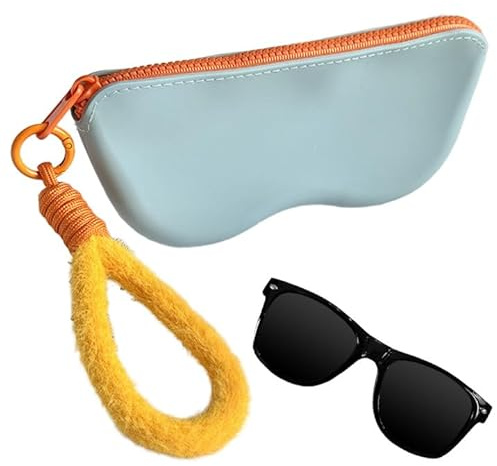 GGUFAY Astuccio per Occhiali da Sole,Custodia per Occhiali da Vista in Silicone,Con Cinturino da Polso,per Occhiali, Montature, Cosmetici, Chiavi, Penne, Schede, ECC per Uomo e Donna (Blu)
