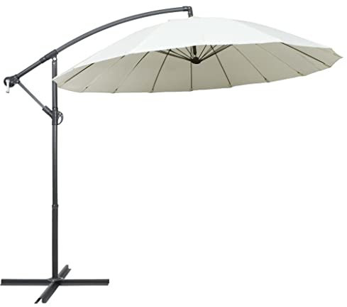KATERYY Ampelschirm Weiß 3 m Aluminium-Mast Garten Balkon