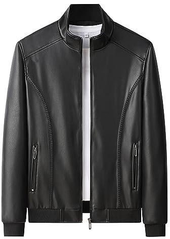 Giubbotto Moto Uomo 4 Stagioni, Giacca in Pelle Sintetica da Uomo Giubbotto in Similpelle Casual Stile Biker Casual Tinata Unita Jacket Giubbotto Pelle Uomo Giacca Estiva Chiodo Pelle Uomo