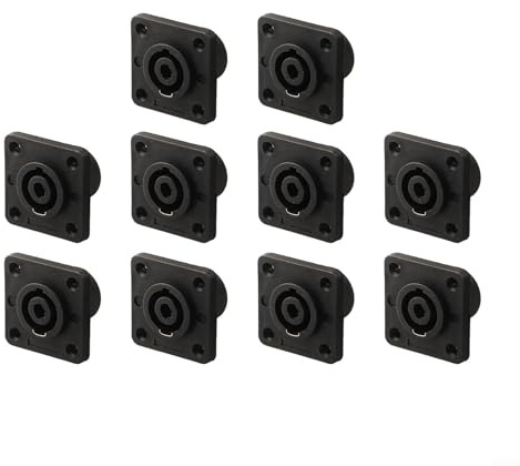 ZiStarlilife 10PCS 4-Pole Speakon Audio Socket Female Panel Mount Receptacle Connector, With Twist-Lock System, For Loudspeakers Amplifiers Mixing Consoles