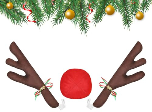 Hitburu Car Antler | Auto Außenbereich Hirsch Deko | Plüsch Rentier Geweih Auto Accessoires Für Golfplatz Holiday Party