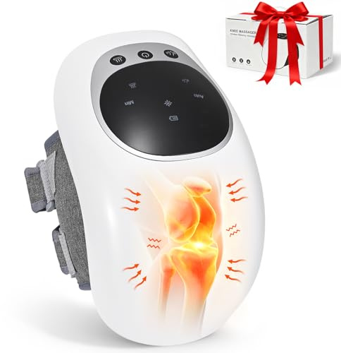 Knie Massagegerät, Kabelloses Knie-Massagegerät mit Rotlichtheizung&Vibrationsfunktion zur Linderung von Knieschmerzen, LCD-Display, Verstellbarer Gurt,Typ-C wiederaufladbar, Geschenk für Familie