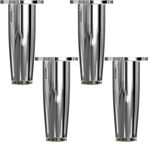 Möbelfüße Verstellbar Tischbeine Höhenverstellbar 4 Stück Kegel Chrom Tischfüße Höhe 8-15cm Sockelfuß Aluminiumlegierung Eloxierte Oberfläche Couchtisch TV Tisch Beistelltische Kommode-10cm/4