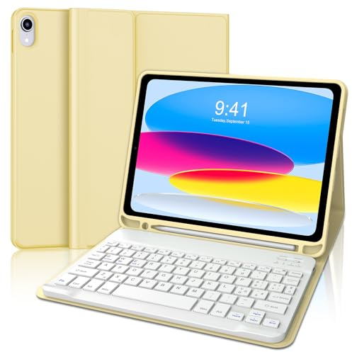 JADEMALL Tastiera per iPad 11 Generazione A16 11 2025/10 Generazione 10.9 2022, Italiano QWERTY Tastiera Bluetooth Staccabile per iPad A16 11/10 Generazione 2025/2022, Giallo