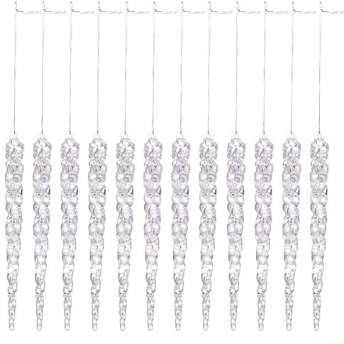 Hängende Eiszapfen aus transparentem Acryl, 24 oder 36 Stück, für Weihnachtsbaum, elegante festliche Dekoration für Feiertagsveranstaltungen, Hochzeitsdekor, saisonale Innendekorationen (A)