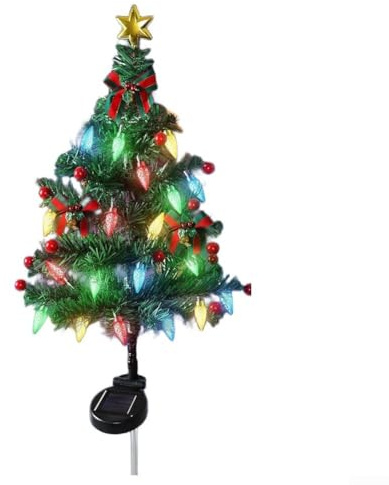 Solarbetriebener Weihnachtsbaumschmuck für den Außenbereich, mit hellen LED-Lichtern, wetterfest, IP65, für Garten, Rasen, Weg, Urlaubsbeleuchtung (75 cm, Erdbeere)