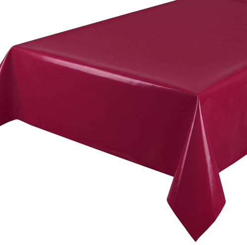 BEAUTEX Wachstuchtischdecke eckig 180x140 Bordeaux abwischbar einfarbig Uni | wasserundurchlässig, pflegeleicht, strapazierfähig, zuschneidbar, glatte Oberfläche, ideal für Küche, Garten & Balkon