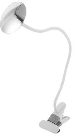 LIFKOME Adjustable Clip on Makeup Mirror for Desk with High Definition Reflection and 360 Degree Rotatable Base, Portable White Plastic and Stainless Steel Mirror for Office and Work Use