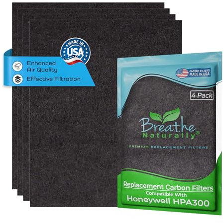 Breathe Naturally HPA300 Replacement Carbon Prefilter 4pk for Honeywell HPA300 Series Air Purifiers