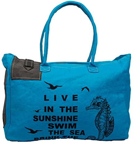 Gall&Zick Canvas Tragetasche Leder Tasche Schultertasche Shopper Damentasche Strandtasche Einkaufstasche Reisetasche Vintage (Seahorse Rosa)