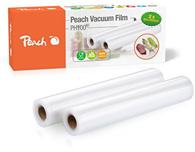 Peach Vakuumierfolie - 2 Rollen à 28x300cm - Lebensmittel natürlich Frischhalten - kein Foodwaste mehr - geeignet für alle handelsüblichen Vakuumiergeräte - PH100