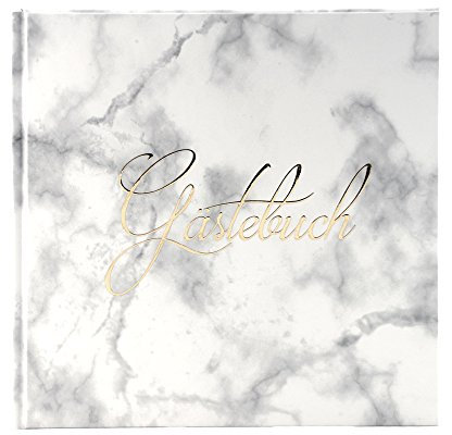 Weddix Gästebuch Hochzeit Marmor Grau, Prägung in Gold, Hochzeitsgästebuch mit Marble Muster, 21,5 x 21,5 cm, 144 weiße Seiten