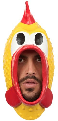 Ghoulish Productions - Maschera di Pollo di Gomma, Linea Umorismo, Costume in lattice resistente, Dipinto a mano, Halloween, Calcio, Sfilata di Carnevale, Festa in Maschera, Taglia unica per adulti.