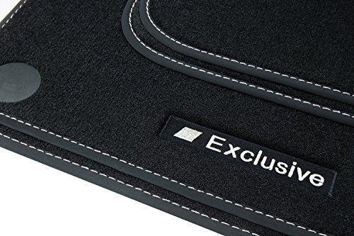 teileplus24 BAX-051 Exclusive Sport Fußmatten kompatibel mit Mercedes E-Klasse W213 / S213 2016-08/2023, Naht:Silber