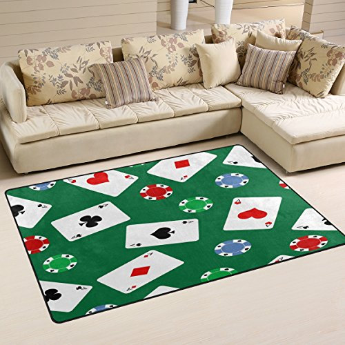 Use7 Spielkarten Grün Bereich Teppich Teppiche rutschfeste Bodenmatte Fußmatten Wohnzimmer Schlafzimmer 100 x 150 cm