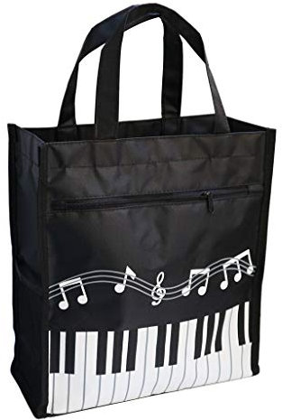 Musiktasche, Handtasche, wasserdicht, Oxford-Stoff, Musikschlüssel, Klavierschlüssel, Muster für Einkaufen, Reisen Schwarz