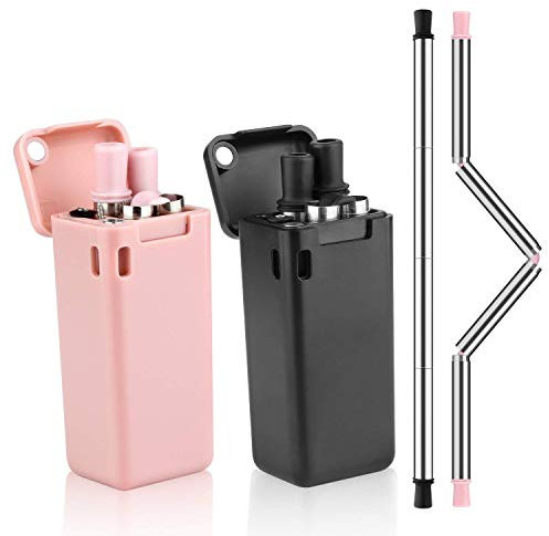 Pajita Plegable Reutilizable de Acero Inoxidable