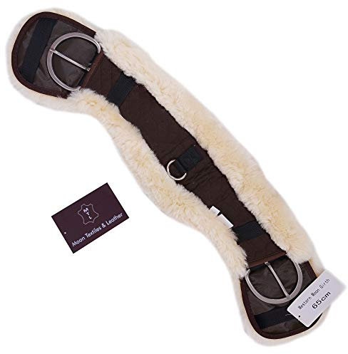 Lammfell Western Sattelgurt - Mondgurt - Farben Braun-Natur, Braun-Braun Längen 65 cm - 85 cm (85, braun-Natur)