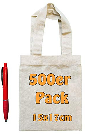 Cottonbagjoe | kleine Baumwolltasche | unbedruckt | 15x17 cm | Basteltasche | Jutebeutel | Geschenkbeutel | zum Bemalen für Kinder | Stofftasche