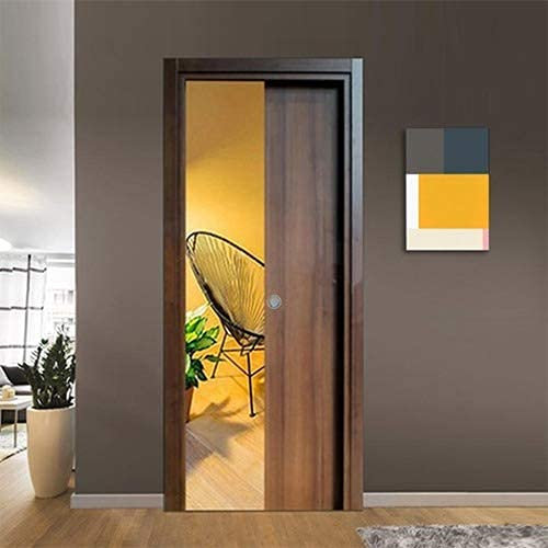 Porta scorrevole a scomparsa per cartongesso in laminato Noce Nazionale Finitura Brunita
